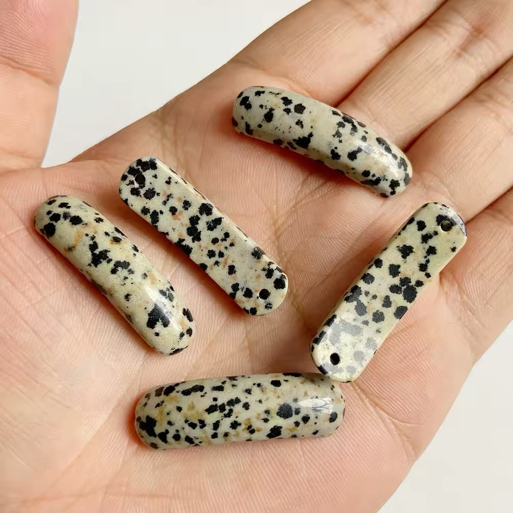 Lot Perles Connecteurs • Jaspe Dalmatien x3