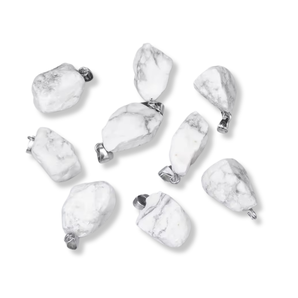 Lot pendentifs brutes - Howlite x4