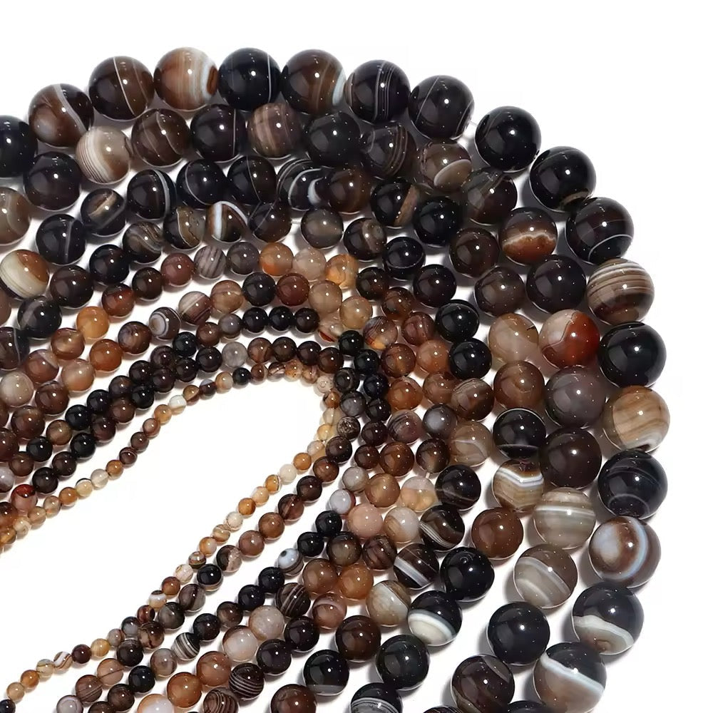 Perles Rondes • Agate Noire