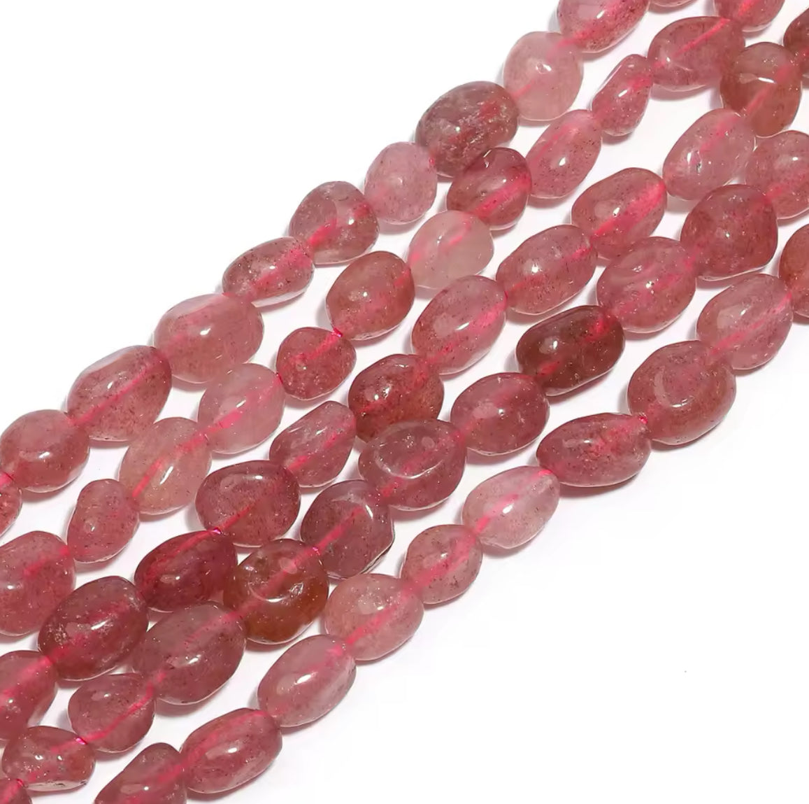 Perles Galets • Quartz Fraise