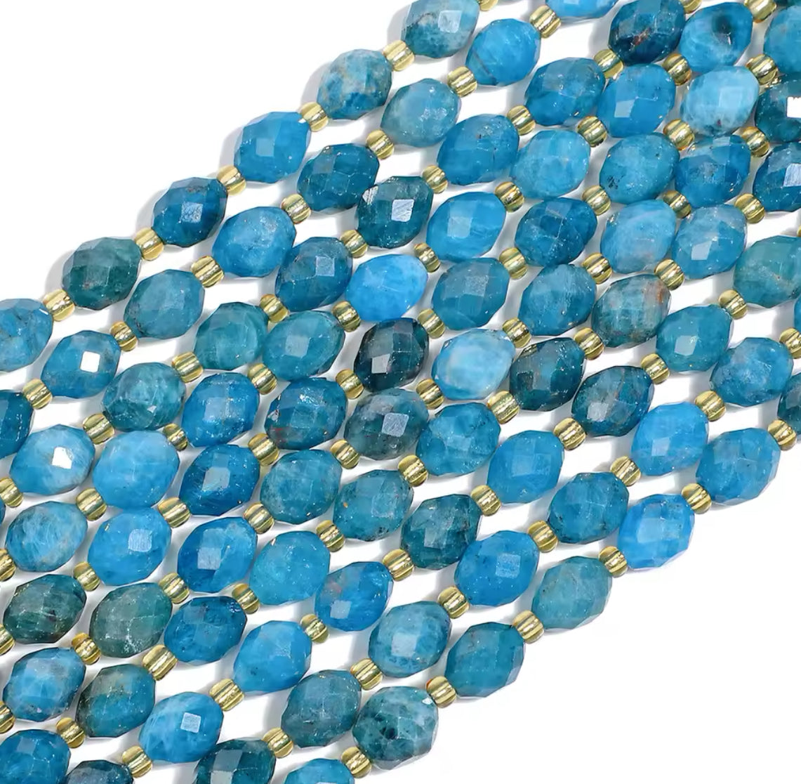 Perles Ovales Facettées - Apatite Bleue