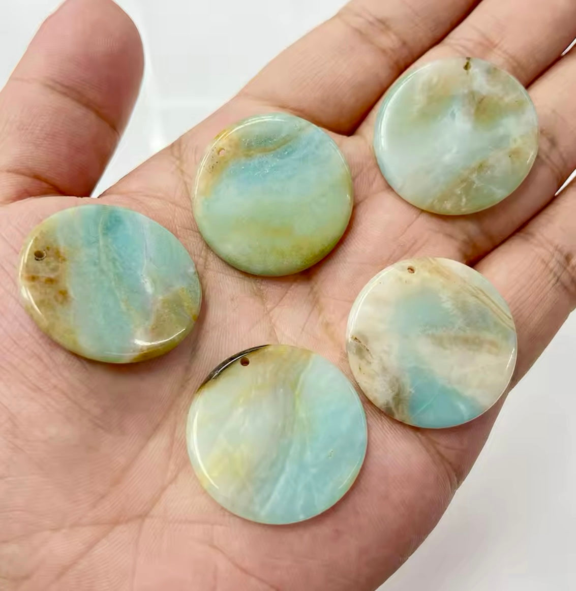 Lot Cabochons Ronds • Amazonite x2