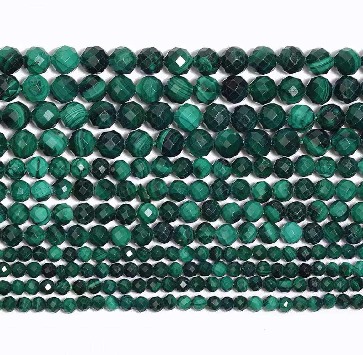 Perles mini Rondes Facettées - Malachite