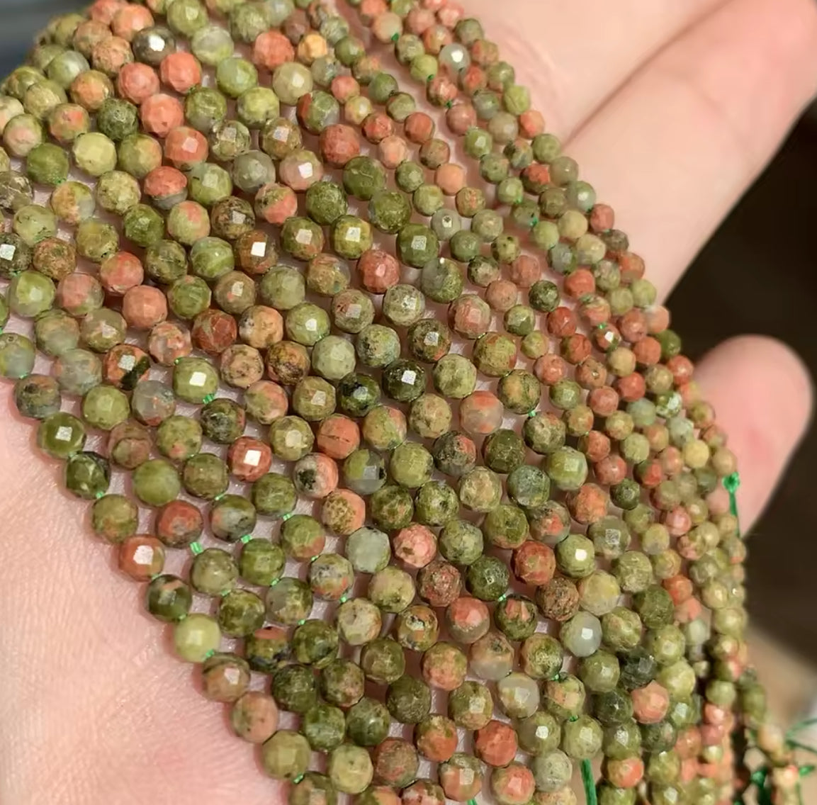 Perles mini Facettées • Unakite