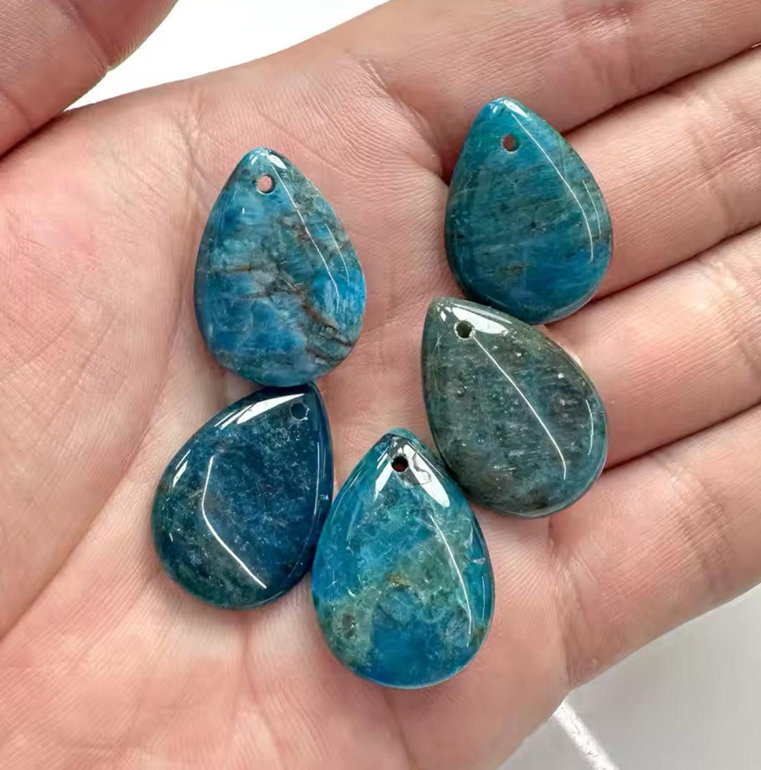 Lot Cabochons Gouttes - Apatite Bleue x2