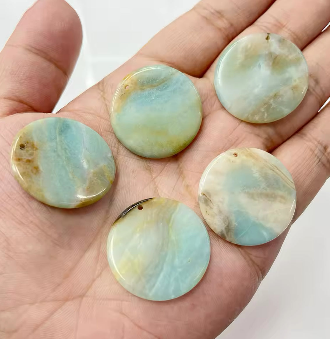 Lot Cabochons Ronds - Amazonite x2