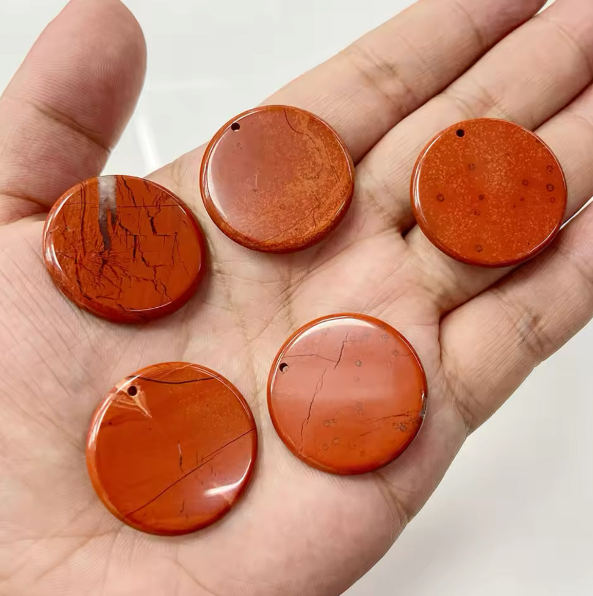 Lot Cabochons Ronds - Jaspe Rouge x2