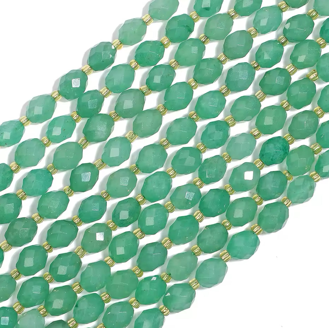 Perles Ovales Facettées - Aventurine Verte