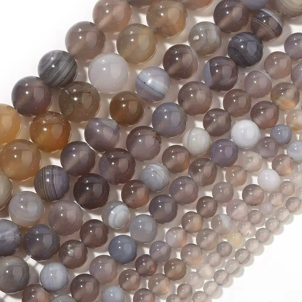 Perles Rondes - Agate Grise