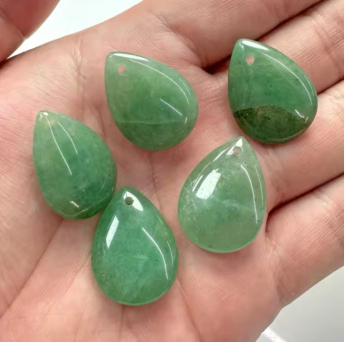 Lot Cabochons Gouttes - Aventurine Verte x2