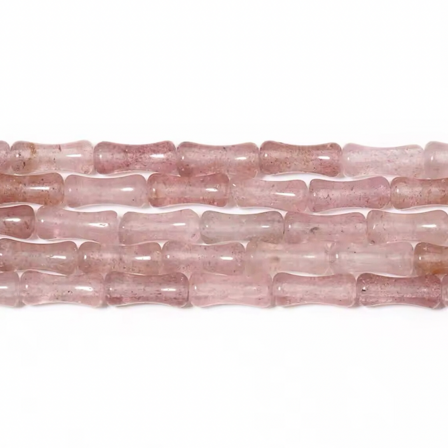 Perles Bambou • Quartz Fraise