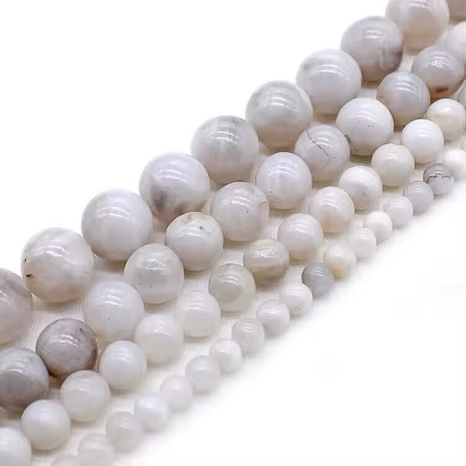 Perles Rondes • Agate Blanche