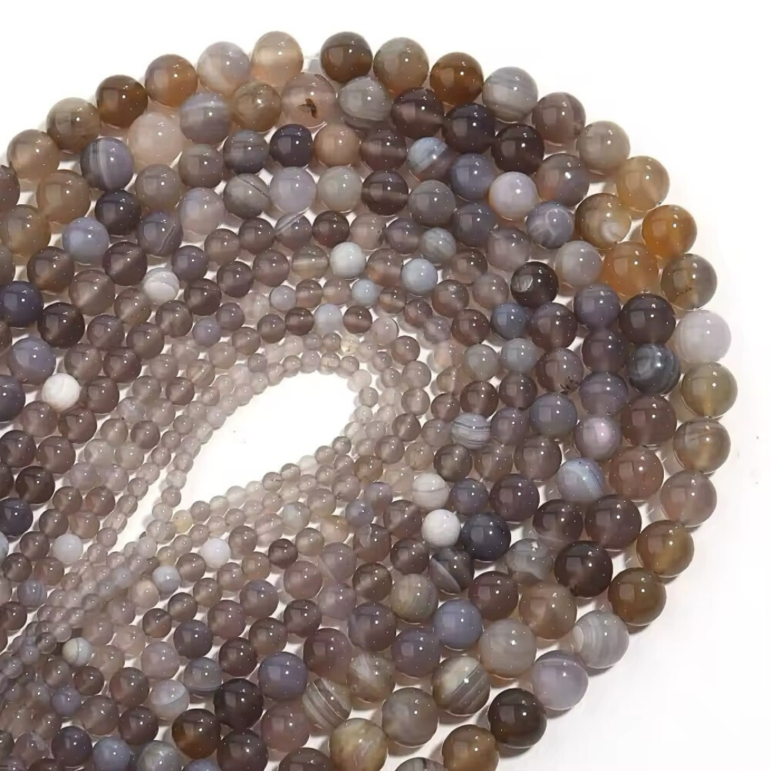 Perles Rondes • Agate Grise