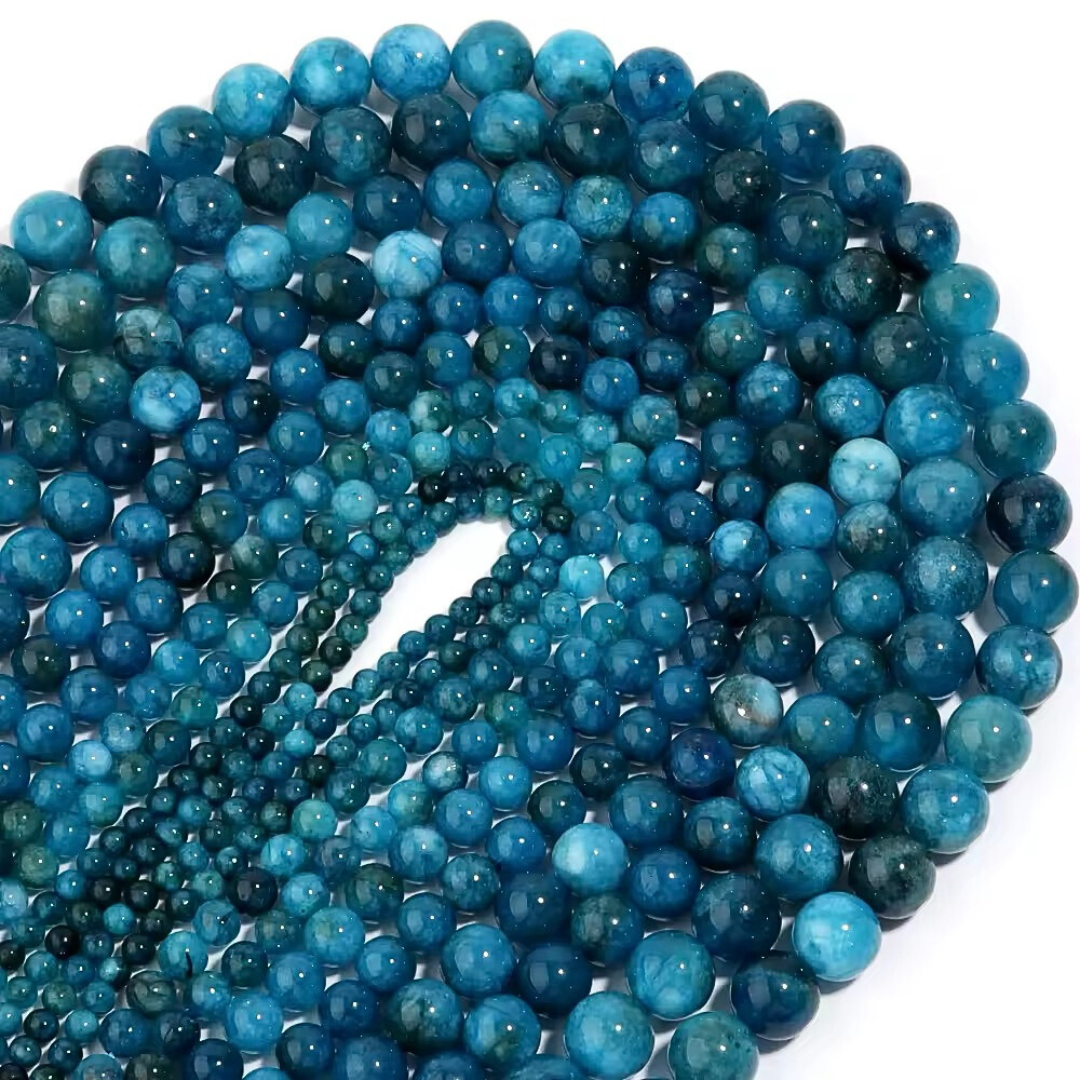 Perles Rondes • Apatite Bleue