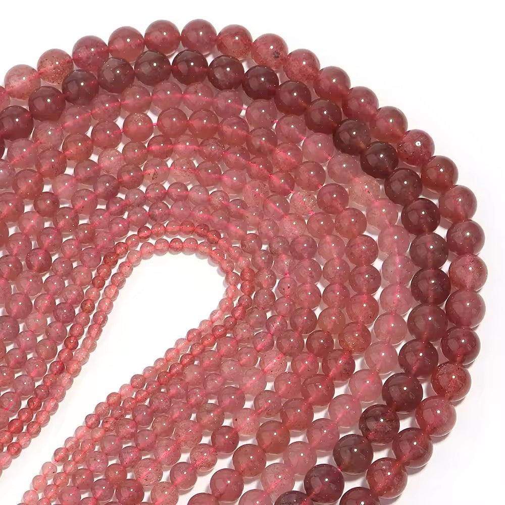 Perles Rondes • Quartz Fraise