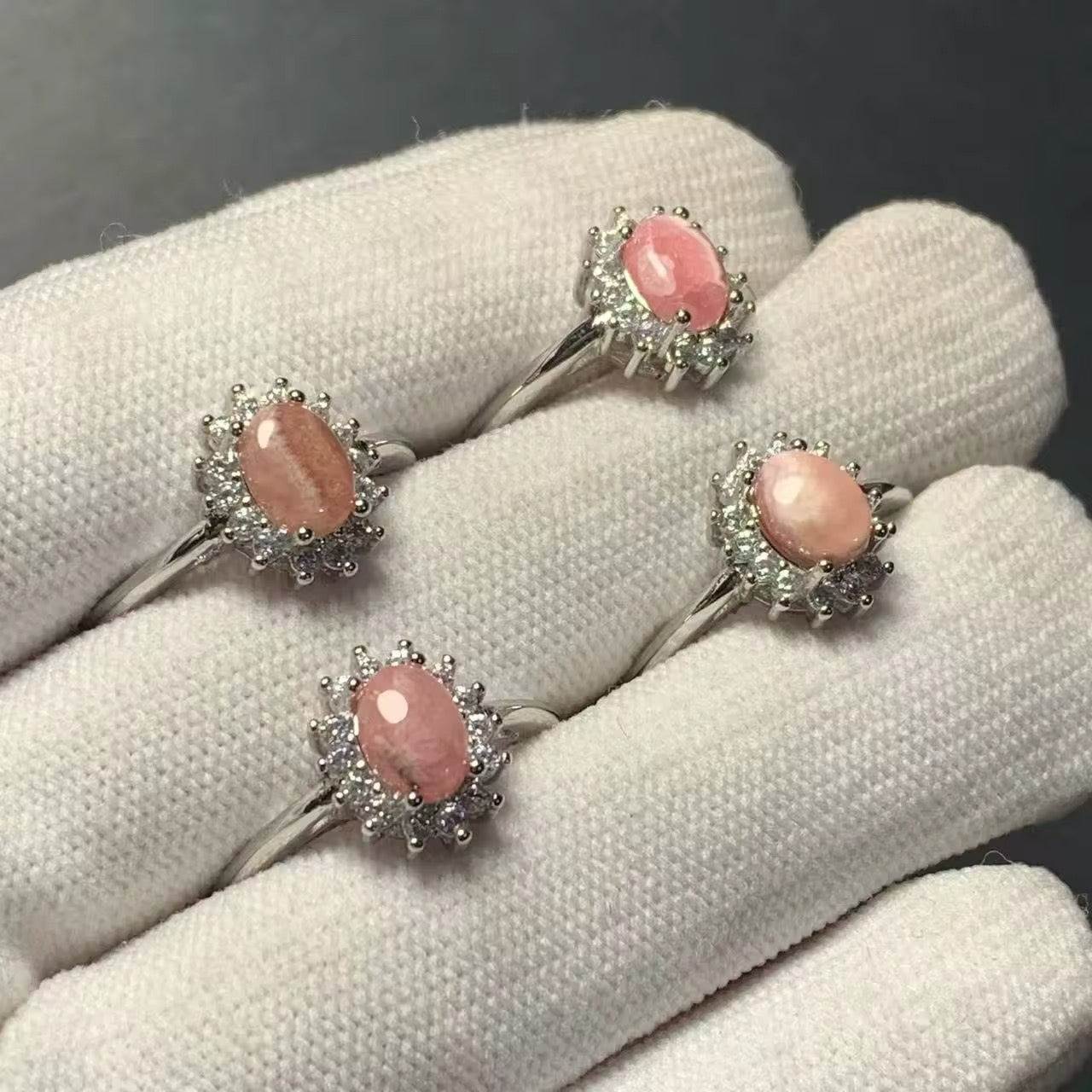 Lot Bagues Marquise • Rhodochrosite x5