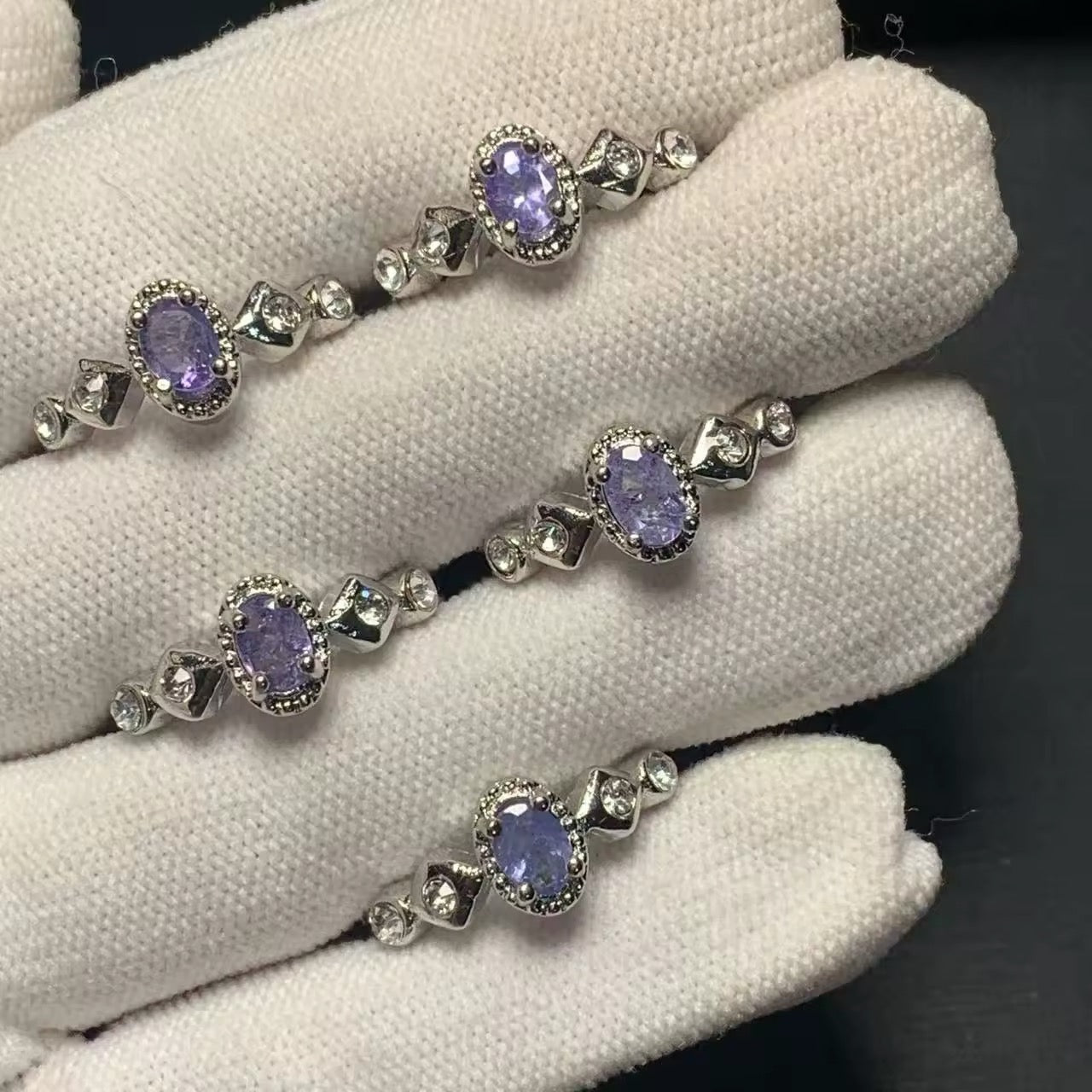 Lot Bagues Pompadour • Tanzanite x5