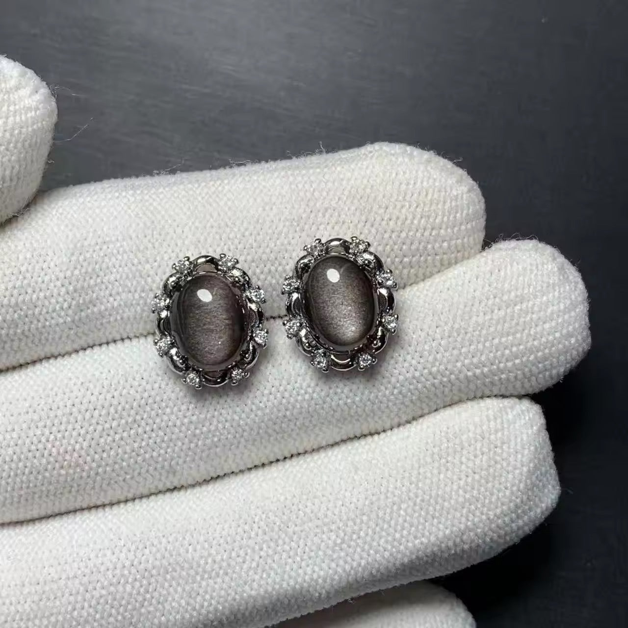 Boucles d’Oreille • Obsidienne Argentée