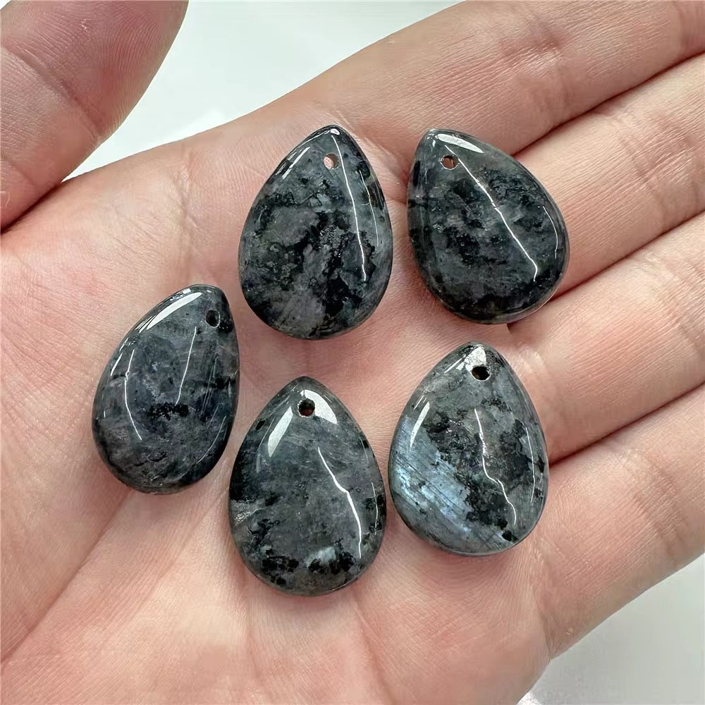 Lot Cabochons Gouttes- Larvikite x2