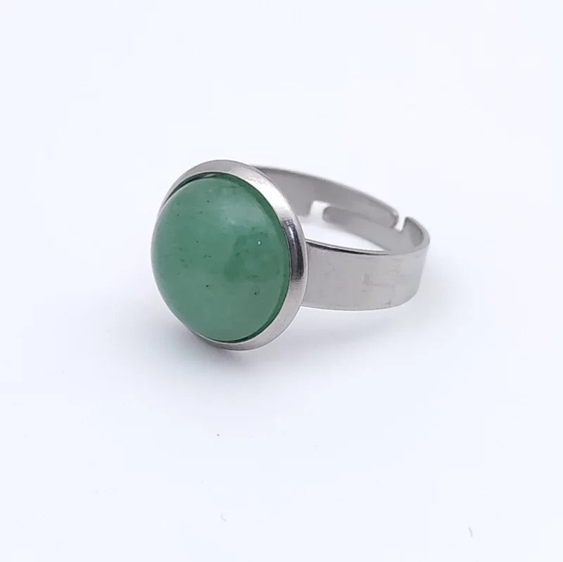 Lot Bagues Rondes - Aventurine Verte x5