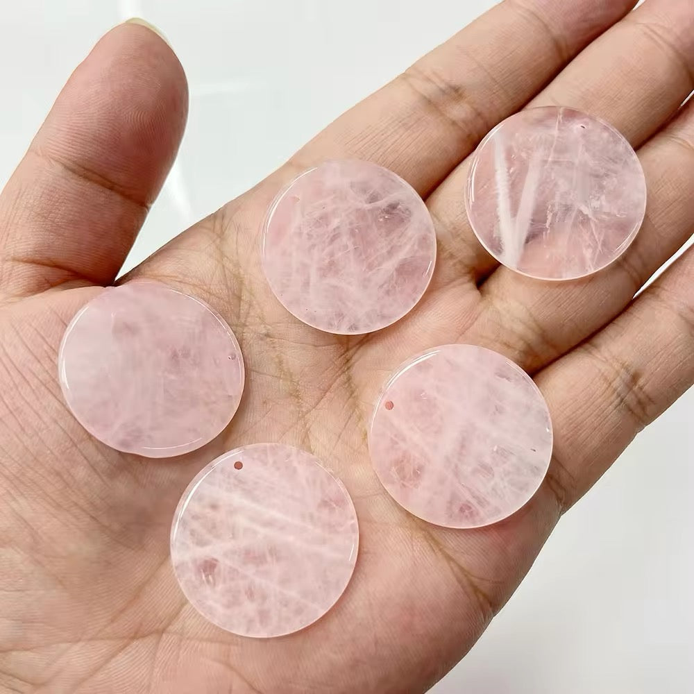 Lot Cabochons Ronds - Quartz Rose x2