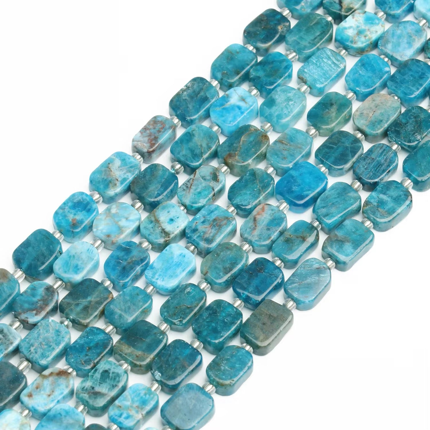 Perles Rectangulaires - Apatite Bleue