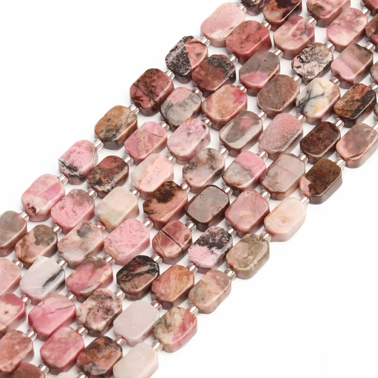 Perles Rectangulaires - Rhodonite