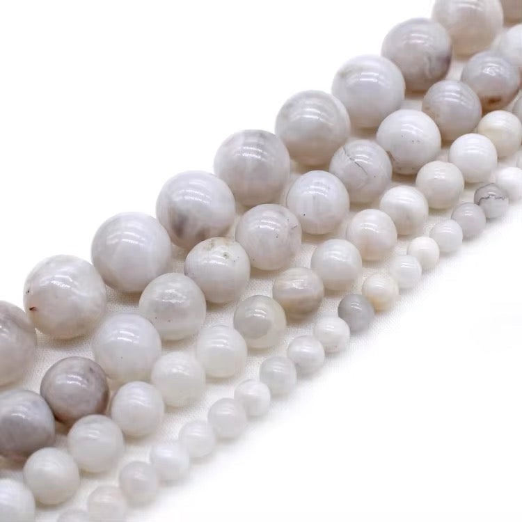 Perles Rondes - Agate Blanche