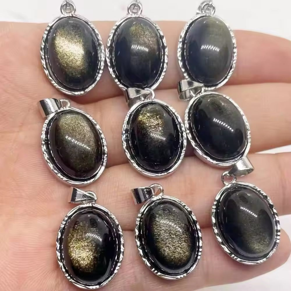 Lot Pendentifs - Obsidienne Dorée x4