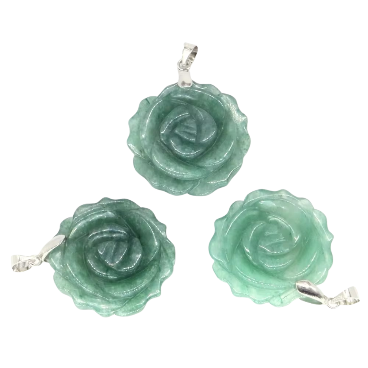 Lot Pendentifs Fleurs -  Aventurine Verte x2