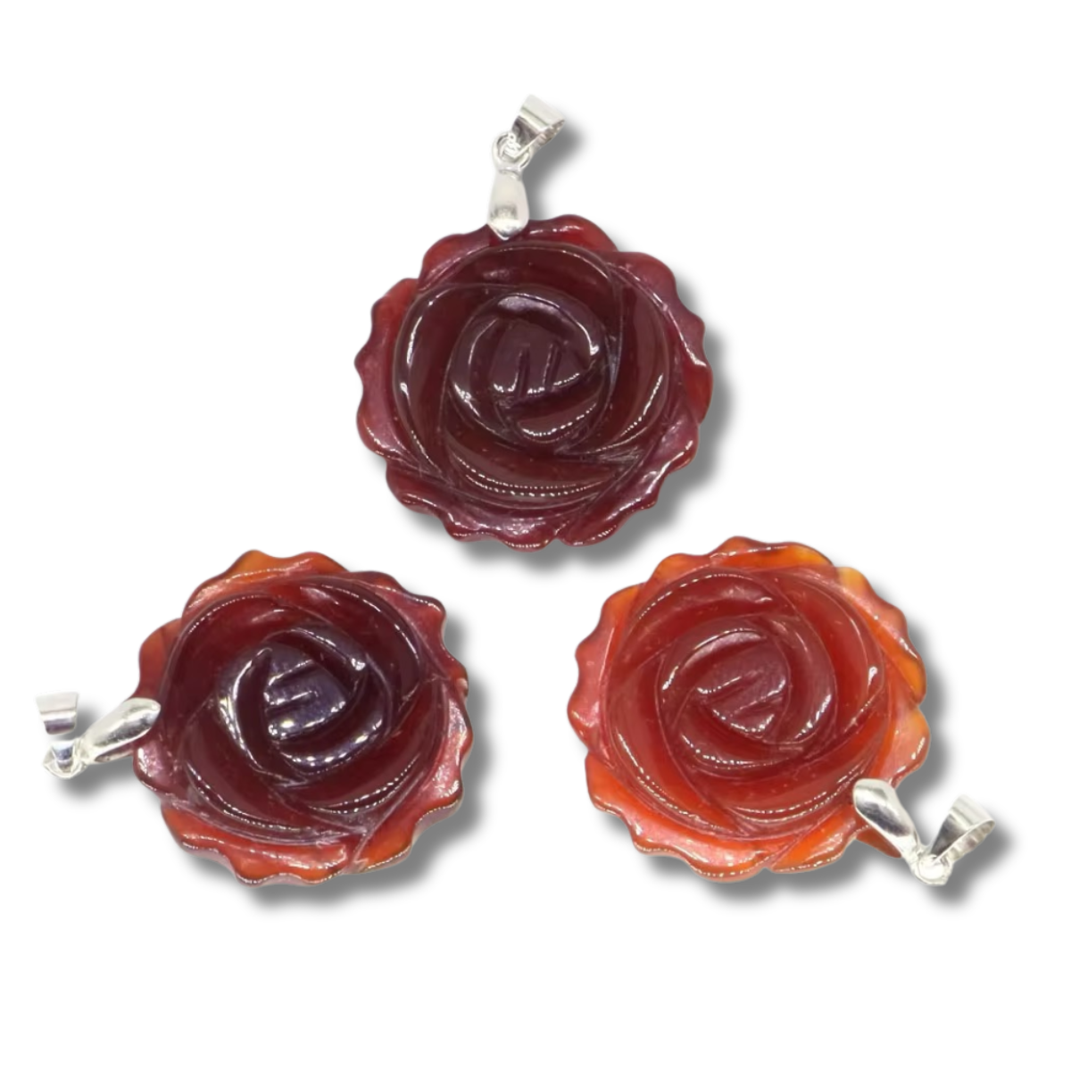 Lot Pendentifs Fleurs - Agate Rouge x2