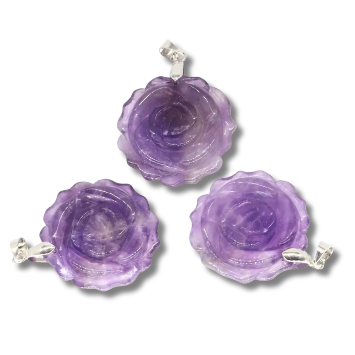 Lot Pendentifs Fleurs - Améthyste x2