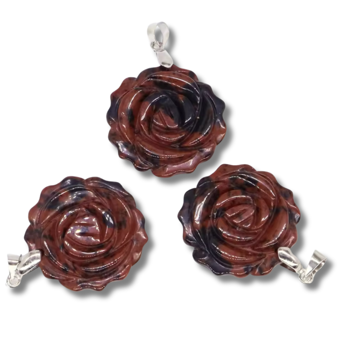 Lot Pendentifs Fleurs - Obsidienne Mahoganny x2