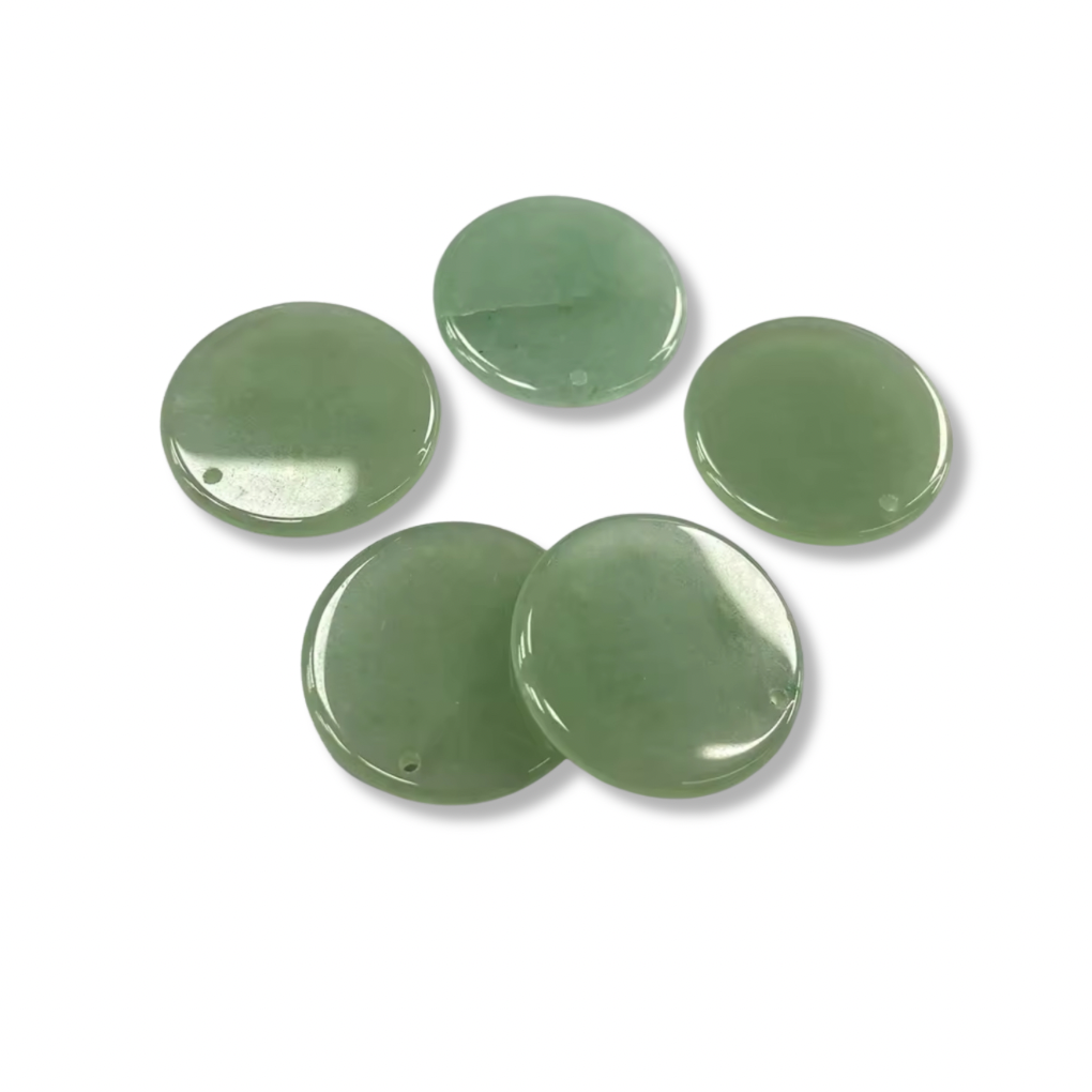 Lot Cabochons Ronds - Aventurine Verte x2