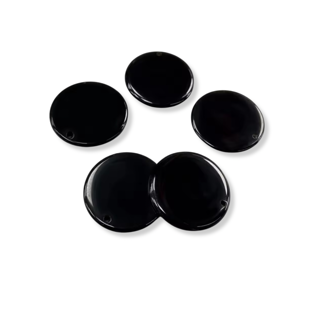 Lot Cabochons Ronds - Obsidienne Noire x2