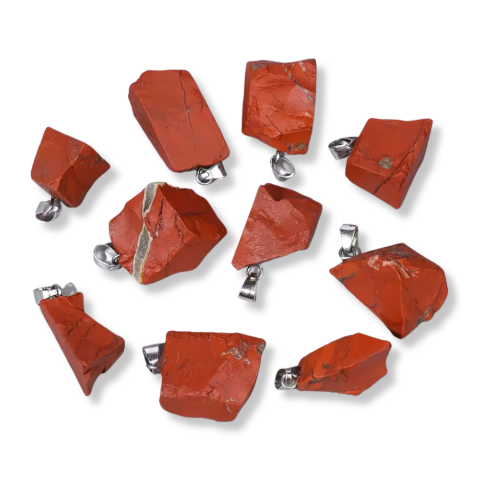 Lot pendentifs brutes - Jaspe Rouge x4