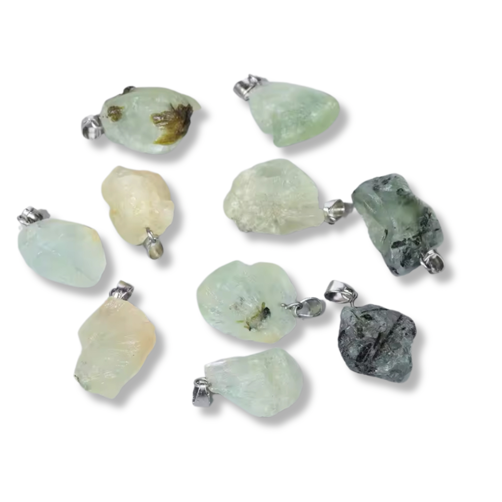 Lot pendentifs brutes - Prehnite x4