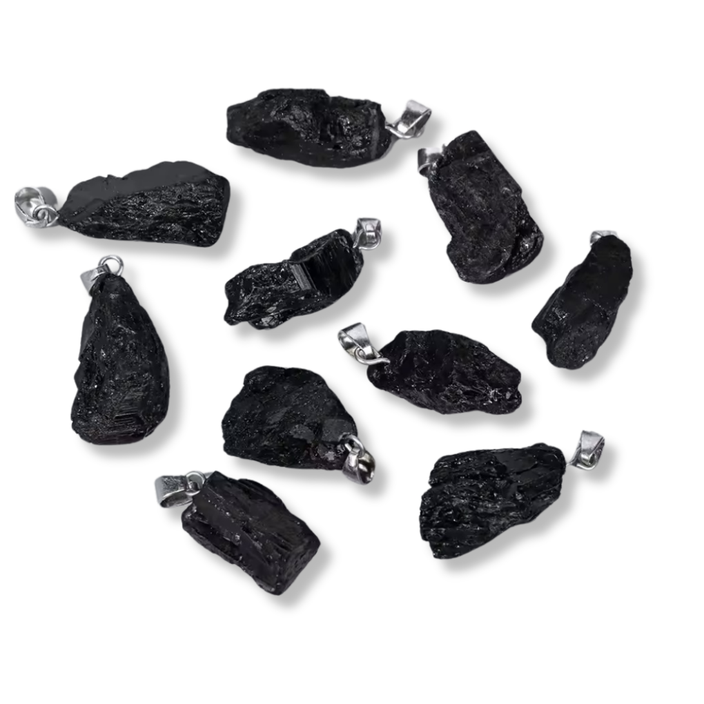 Lot pendentifs brutes - Tourmaline Noire x4