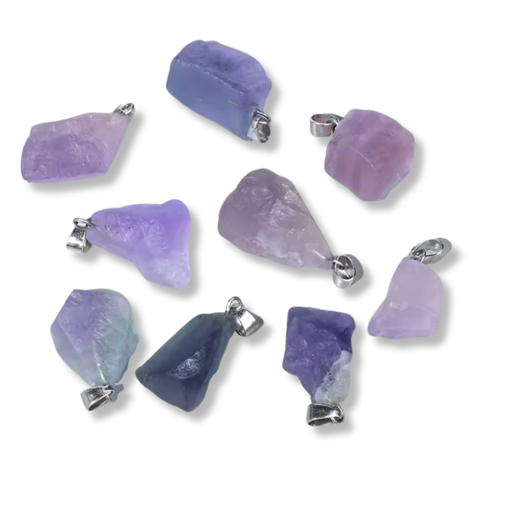 Lot pendentifs brutes - Fluorite x4