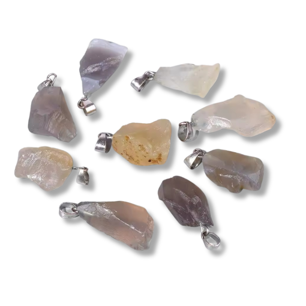 Lot pendentifs brutes - Agate Grise x4