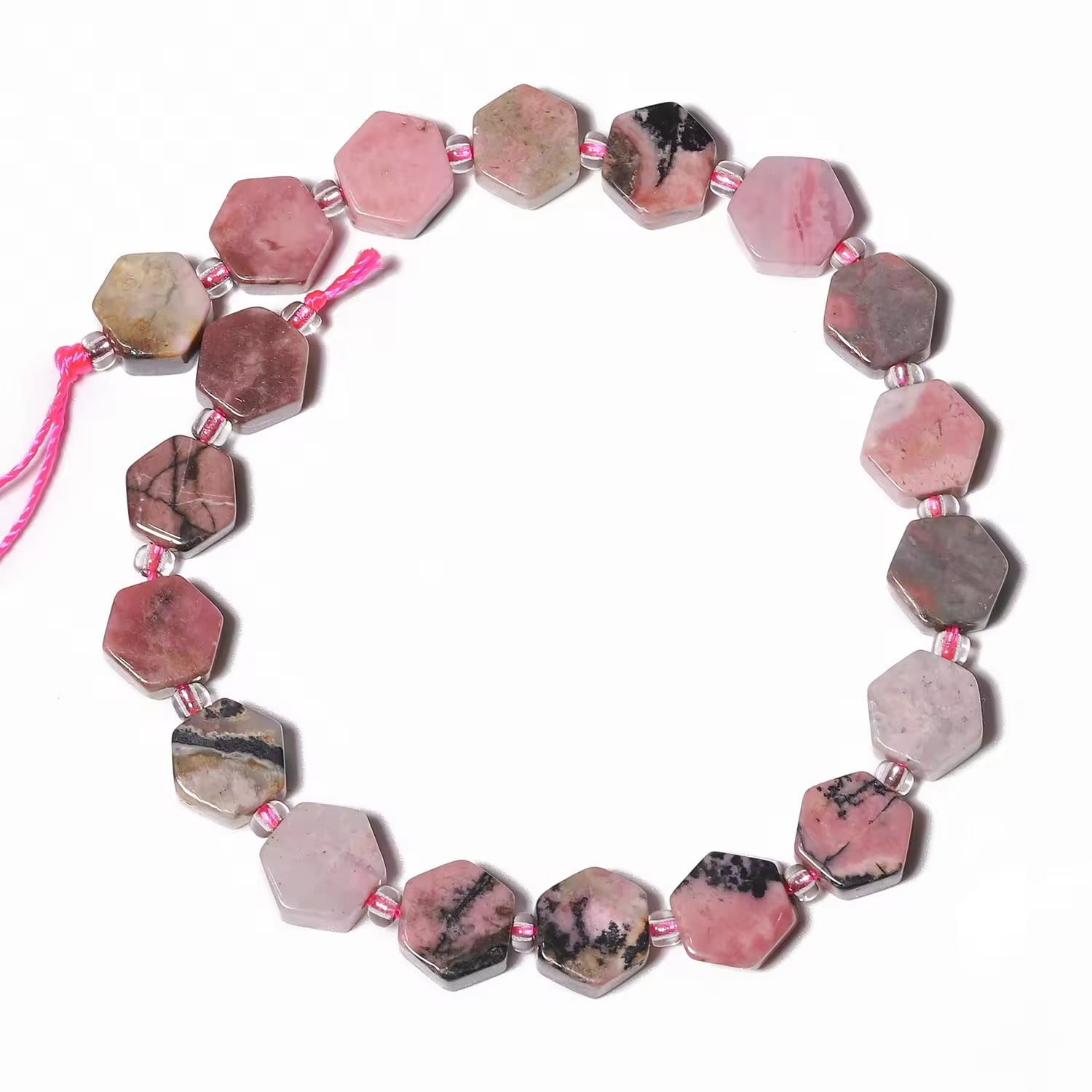 Perles Hexagonales - Rhodonite