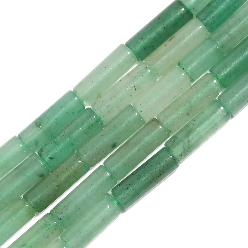 Perles Tubes - Aventurine Verte