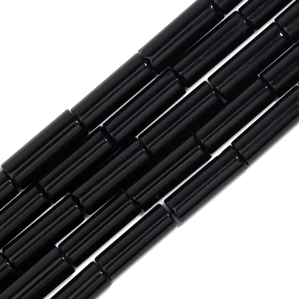 Perles Tubes - Onyx Noir