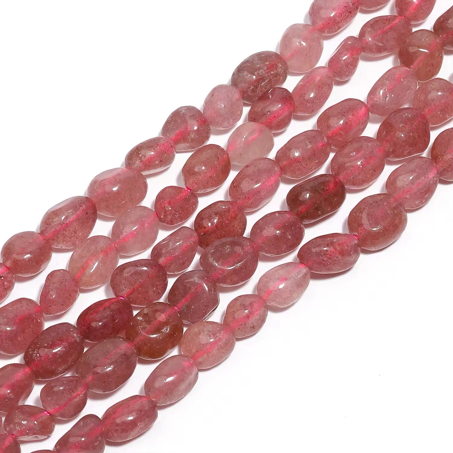 Perles Galets - Quartz Fraise