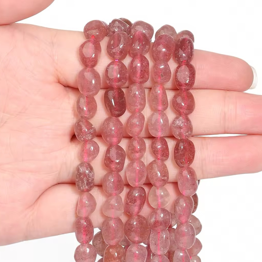 Perles Galets - Quartz Fraise