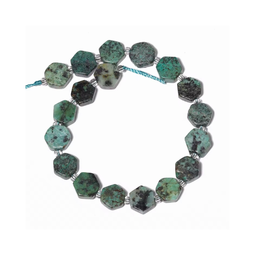 Perles Hexagonales - Jaspe Turquoise Africaine