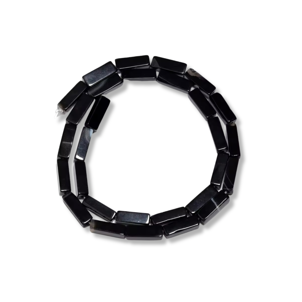 Perles Tubes Rectangulaires - Onyx Noir