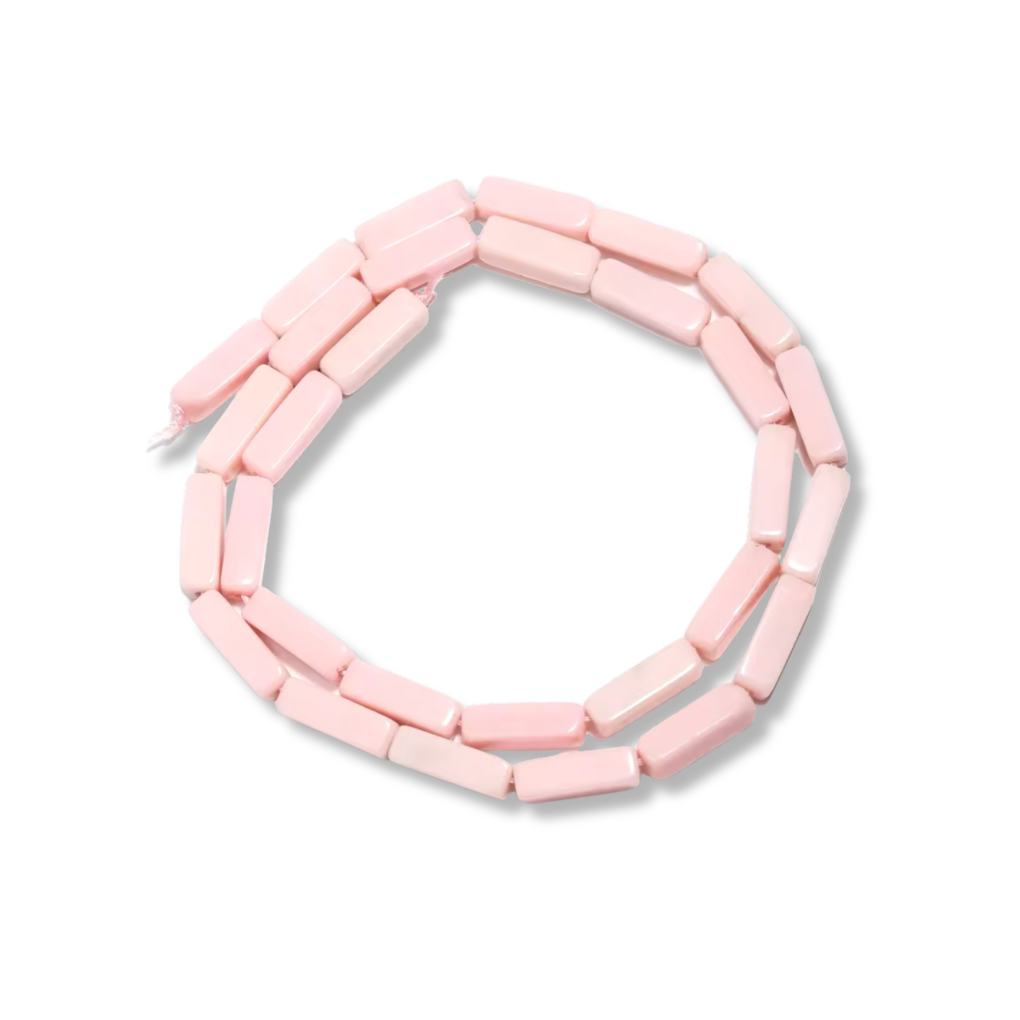 Perles Tubes Rectangulaires - Opale Rose