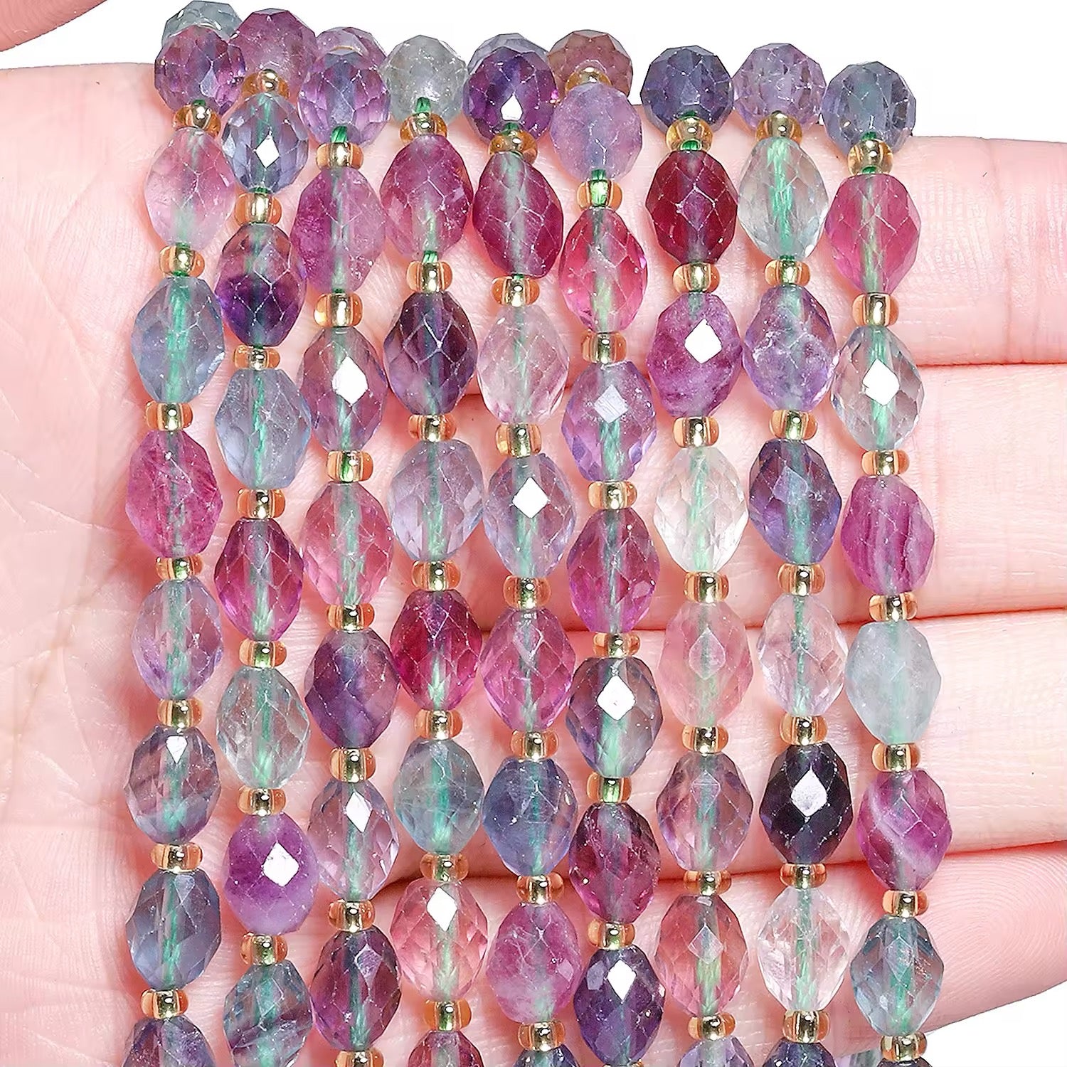 Perles Ovales Facettées - Fluorite