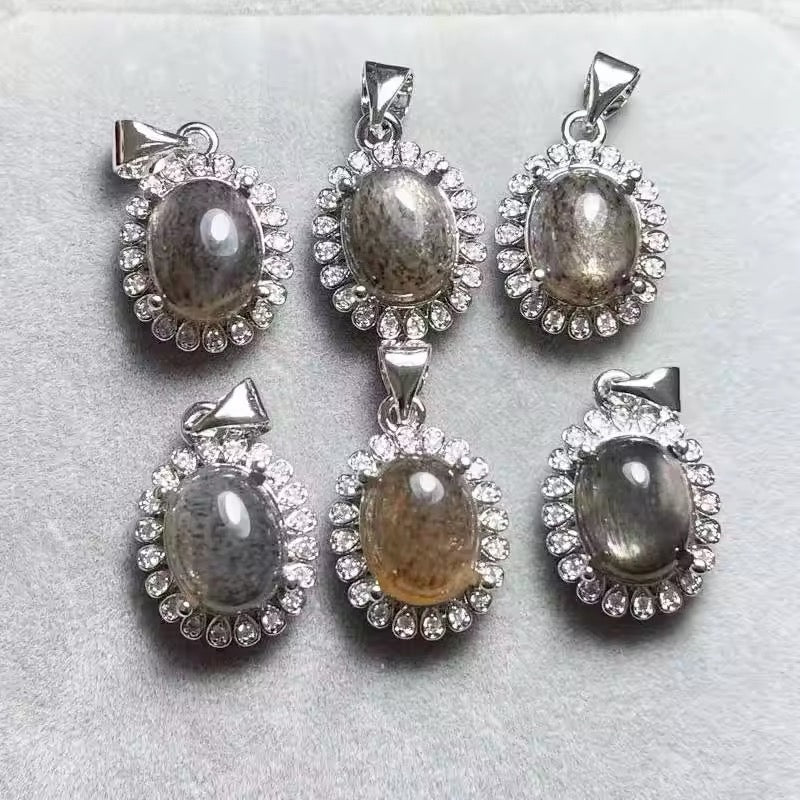 Lot Pendentifs - Pierre de Soleil Noire x4